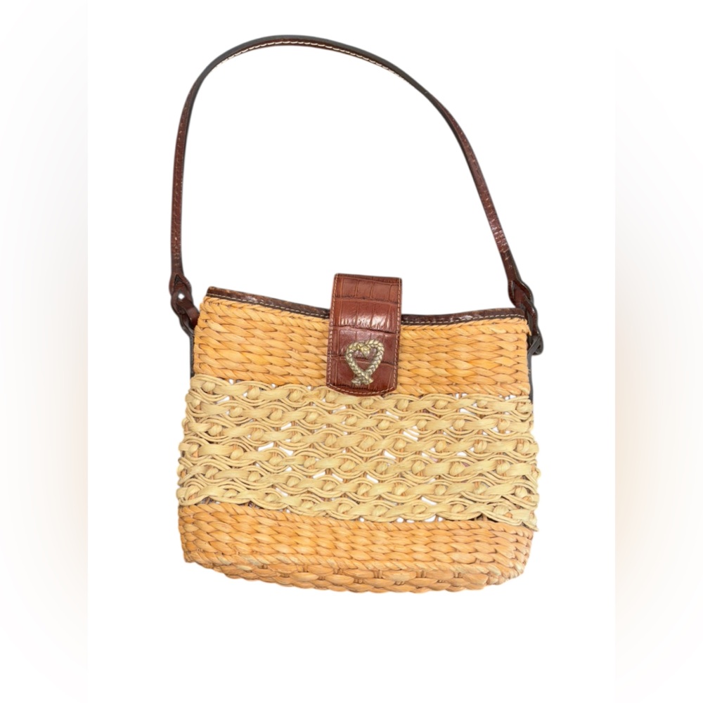 Vintage Y2K Brighton Sadie Straw Basket Wicker Handbag Shoulder Bag